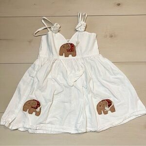 Kids white dress with elephant handmade beach summer Thailand 🏖️